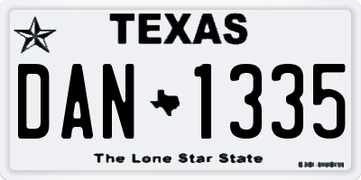 TX license plate DAN1335