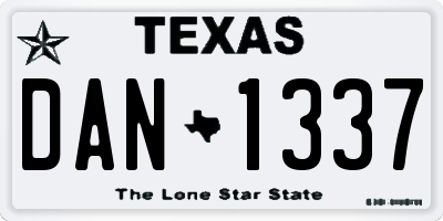 TX license plate DAN1337