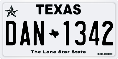 TX license plate DAN1342