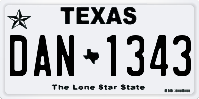 TX license plate DAN1343