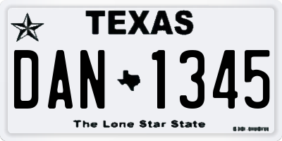TX license plate DAN1345
