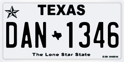 TX license plate DAN1346