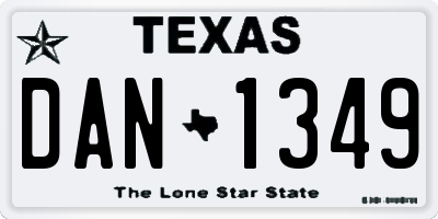 TX license plate DAN1349