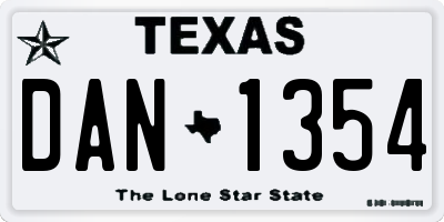 TX license plate DAN1354