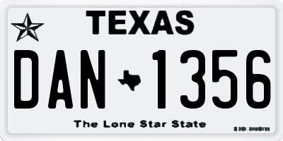 TX license plate DAN1356