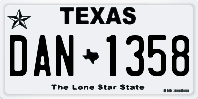 TX license plate DAN1358
