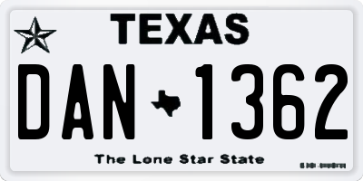 TX license plate DAN1362