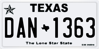 TX license plate DAN1363