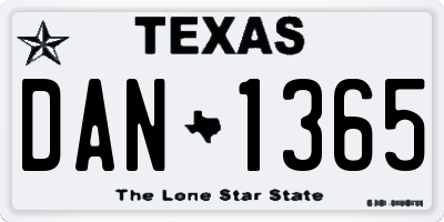 TX license plate DAN1365