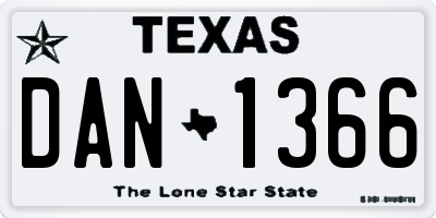 TX license plate DAN1366