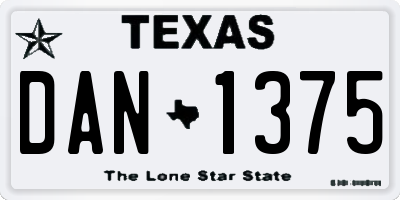 TX license plate DAN1375