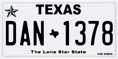 TX license plate DAN1378