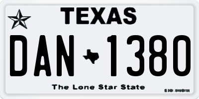 TX license plate DAN1380