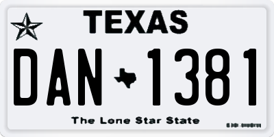 TX license plate DAN1381