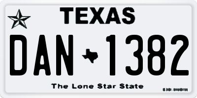 TX license plate DAN1382