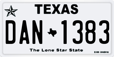 TX license plate DAN1383