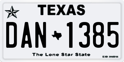 TX license plate DAN1385