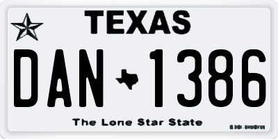 TX license plate DAN1386