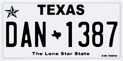 TX license plate DAN1387