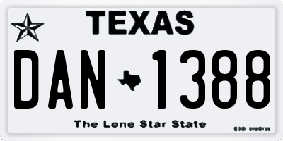 TX license plate DAN1388