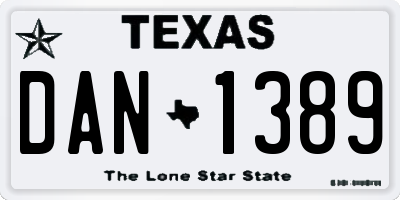 TX license plate DAN1389