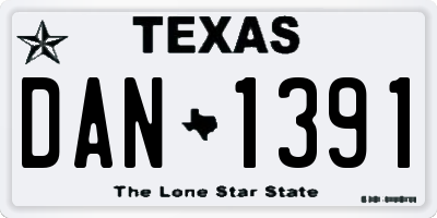 TX license plate DAN1391