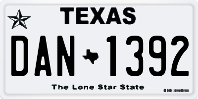 TX license plate DAN1392
