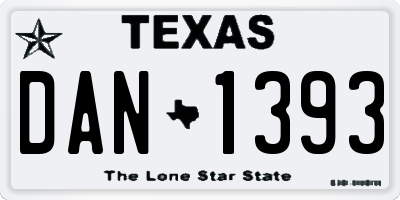 TX license plate DAN1393