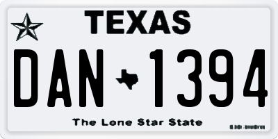 TX license plate DAN1394