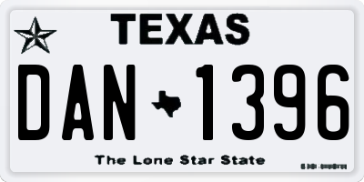 TX license plate DAN1396