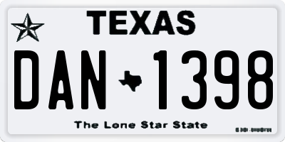 TX license plate DAN1398
