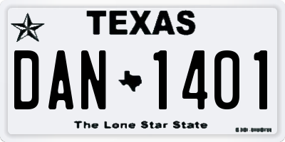 TX license plate DAN1401
