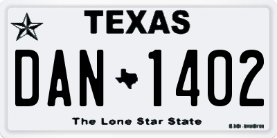 TX license plate DAN1402