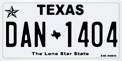 TX license plate DAN1404