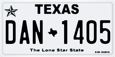 TX license plate DAN1405