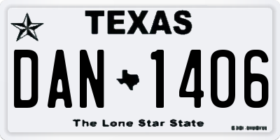 TX license plate DAN1406