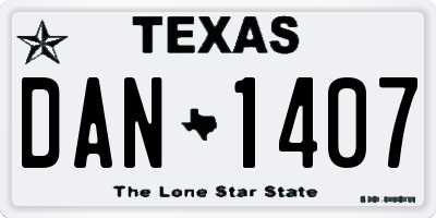 TX license plate DAN1407