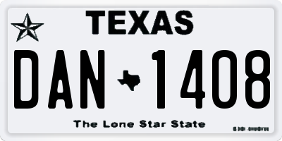 TX license plate DAN1408