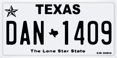 TX license plate DAN1409