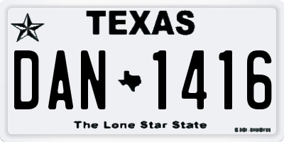 TX license plate DAN1416