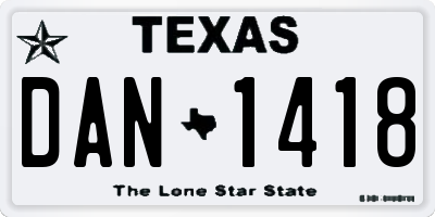 TX license plate DAN1418