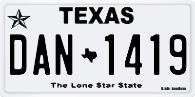 TX license plate DAN1419