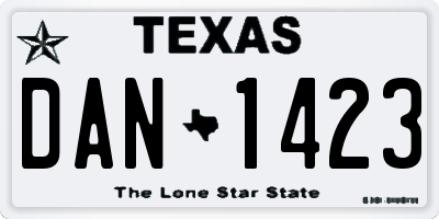 TX license plate DAN1423