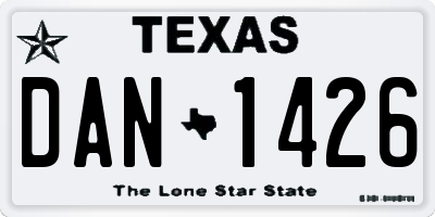 TX license plate DAN1426