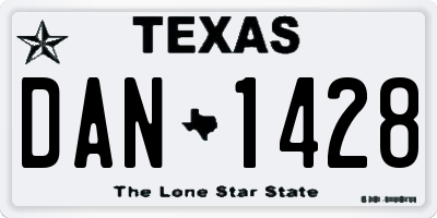 TX license plate DAN1428