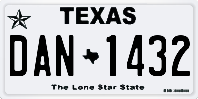 TX license plate DAN1432