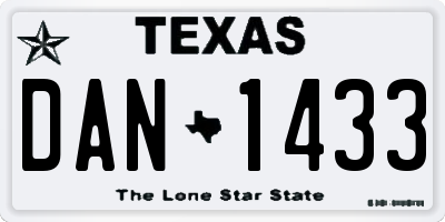 TX license plate DAN1433