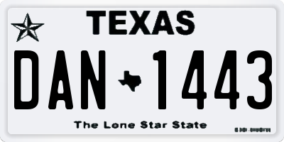 TX license plate DAN1443