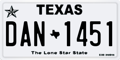 TX license plate DAN1451