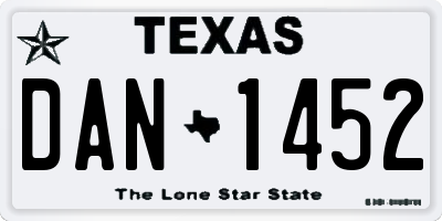 TX license plate DAN1452